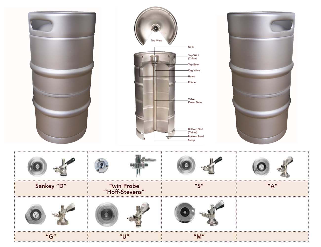 USA standard 1/4 bbl stainless steel beer keg